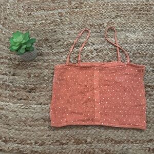 CROP SMOCKED BUTTON DOWN TANK